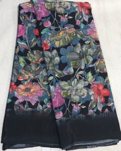 Sari sriffon black and multi colour 