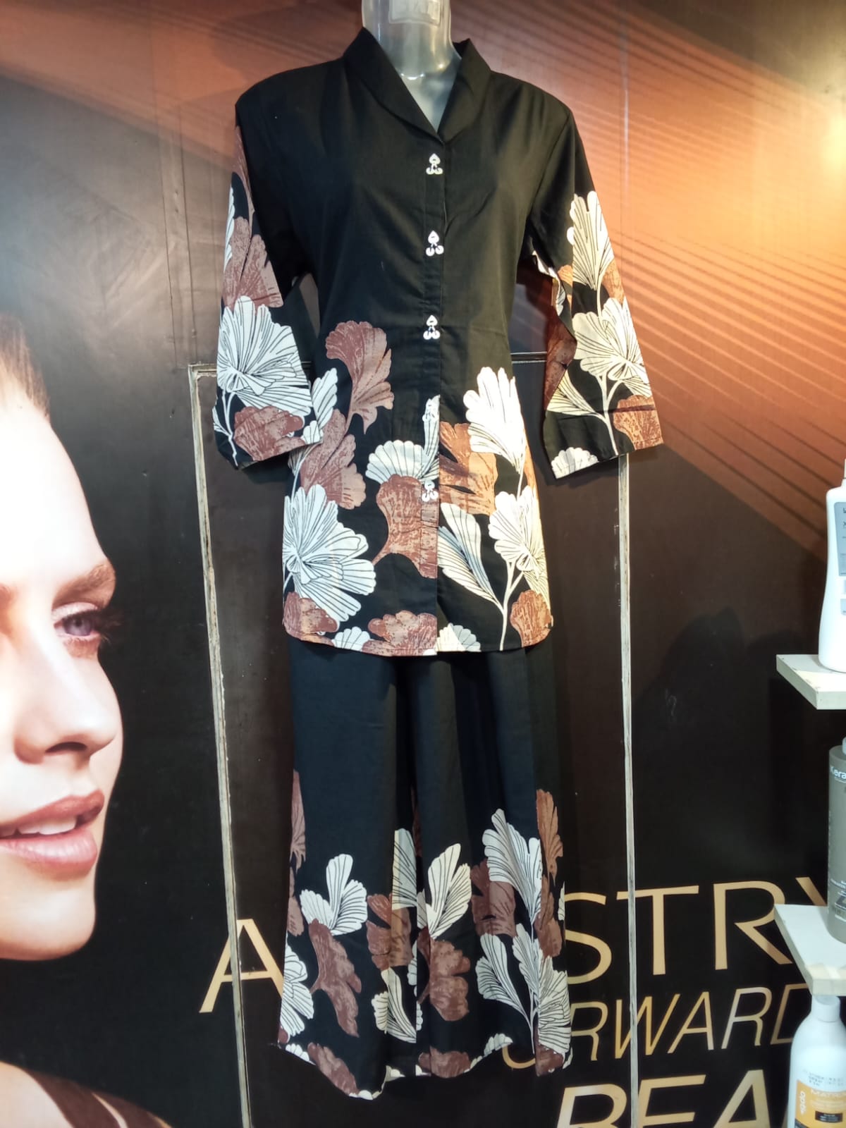 2 pic Cord Set Cotton Black,White & Chocolate Flower 5 (29.07.25)