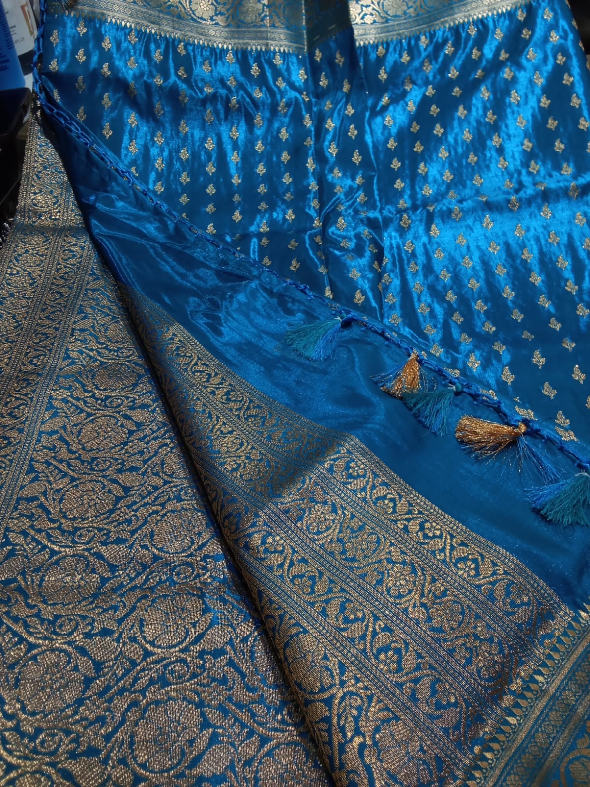 Sari Mua Silk Sky Blue & Golden Work 35(11.10.25)