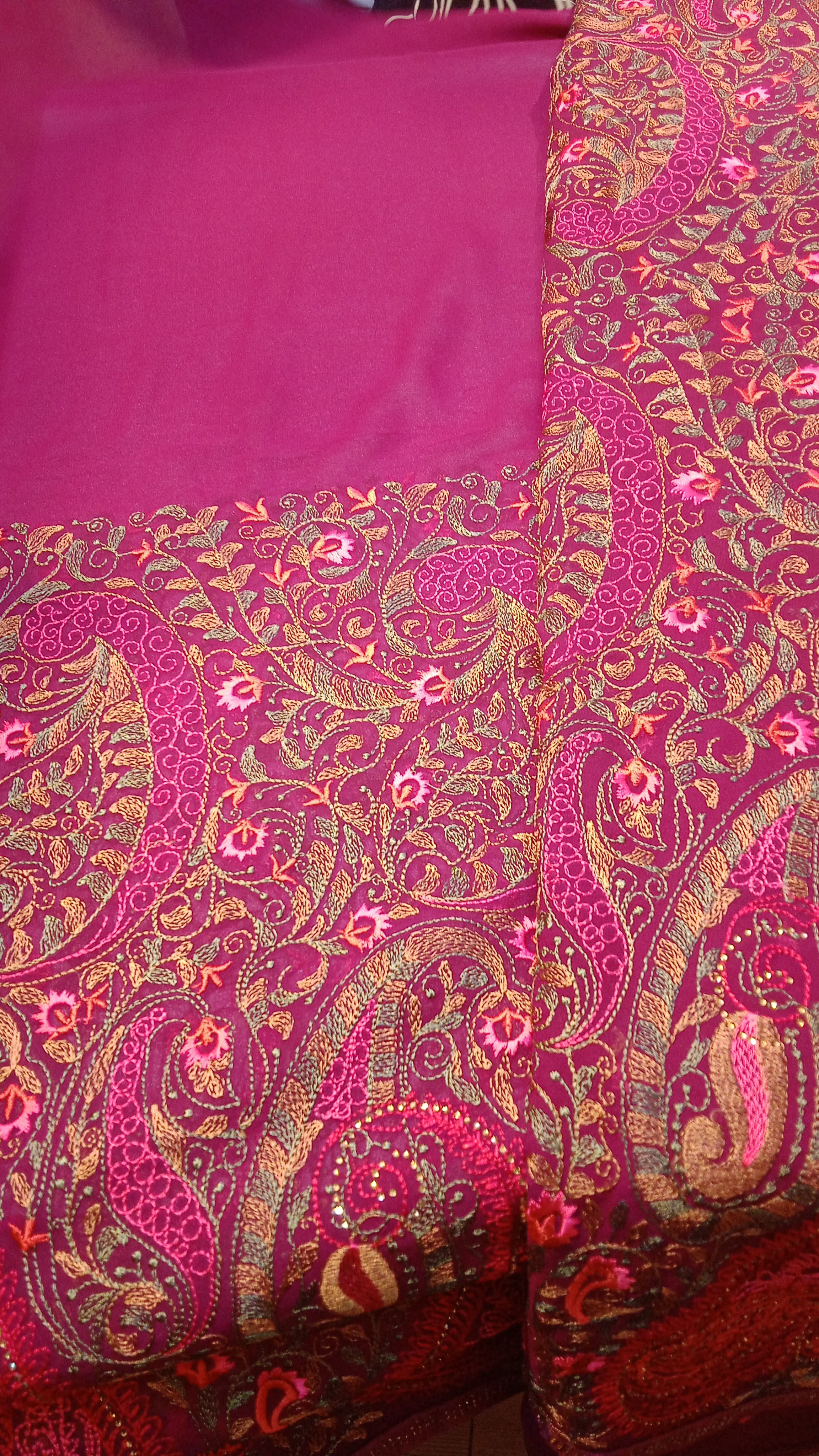 Sari Silk Violet & Pink, Golden Work 3(26.10.25)