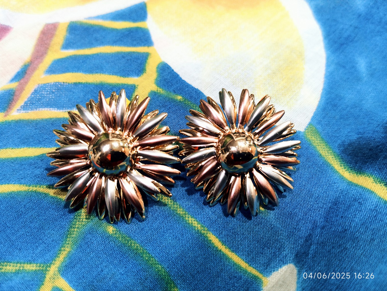 Earrings golden silver rose gold flower 