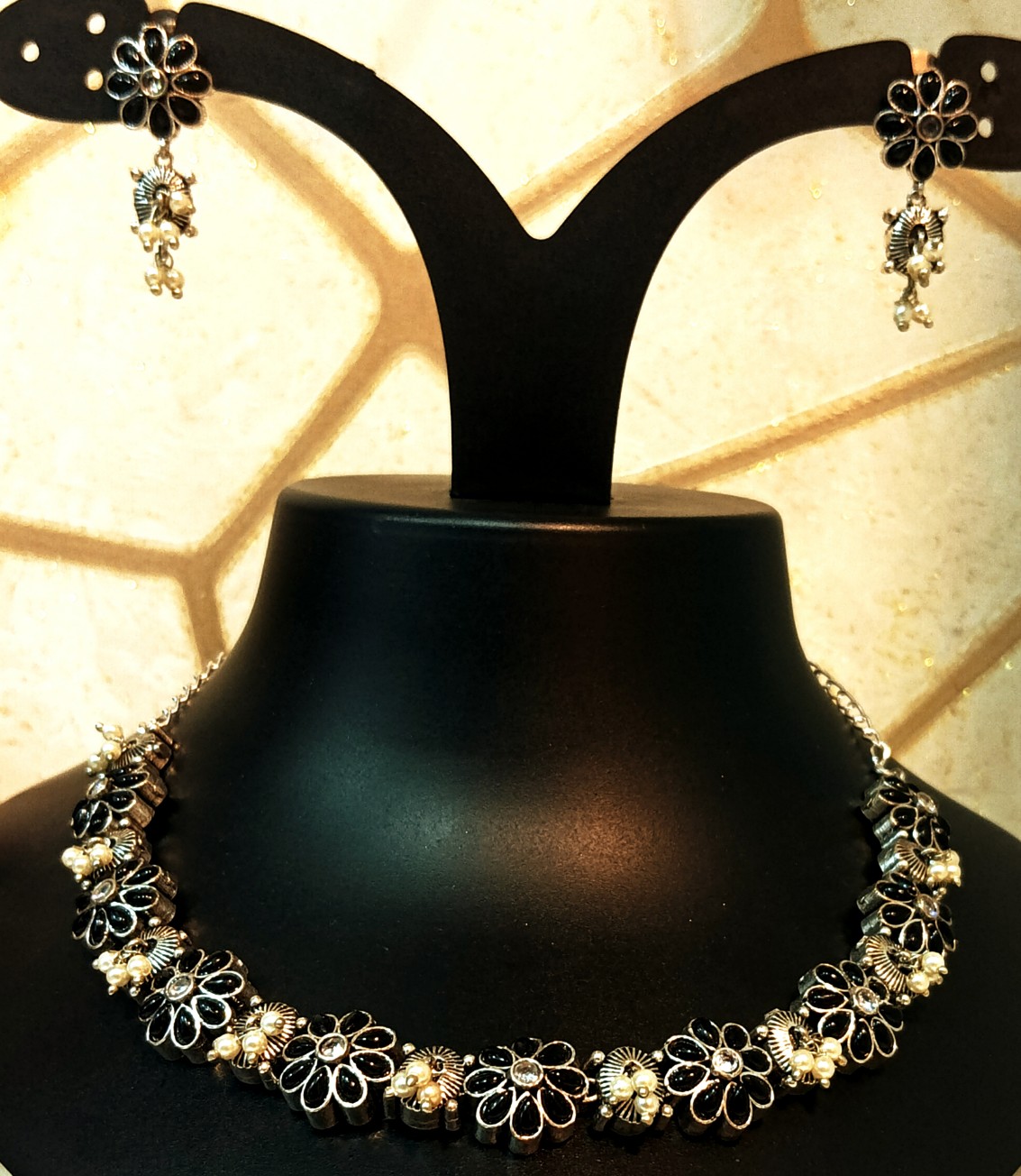 Jewellery Necklace Set Oxidised silver black 