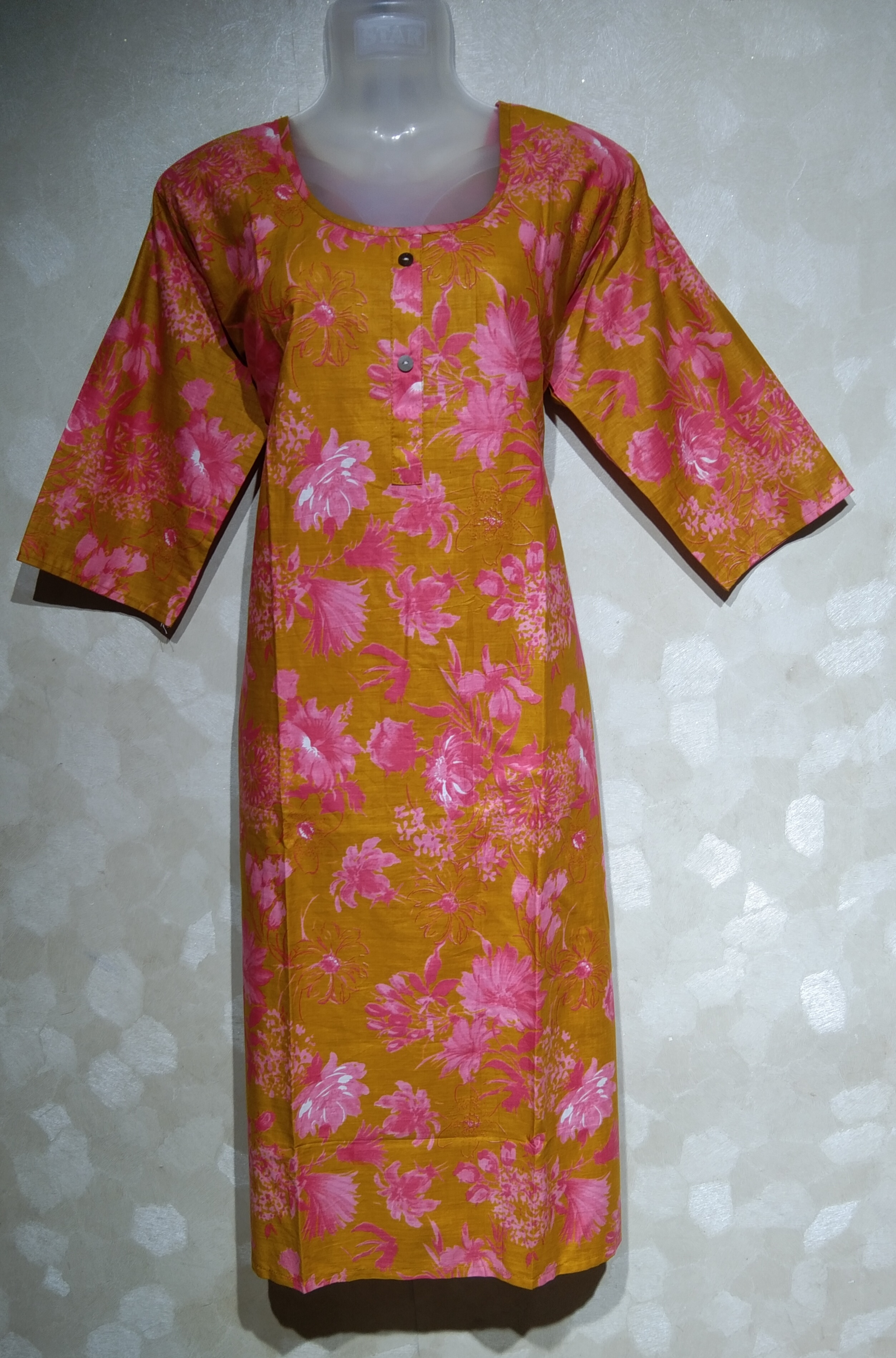 Kurti Yellow & Pink Flower 