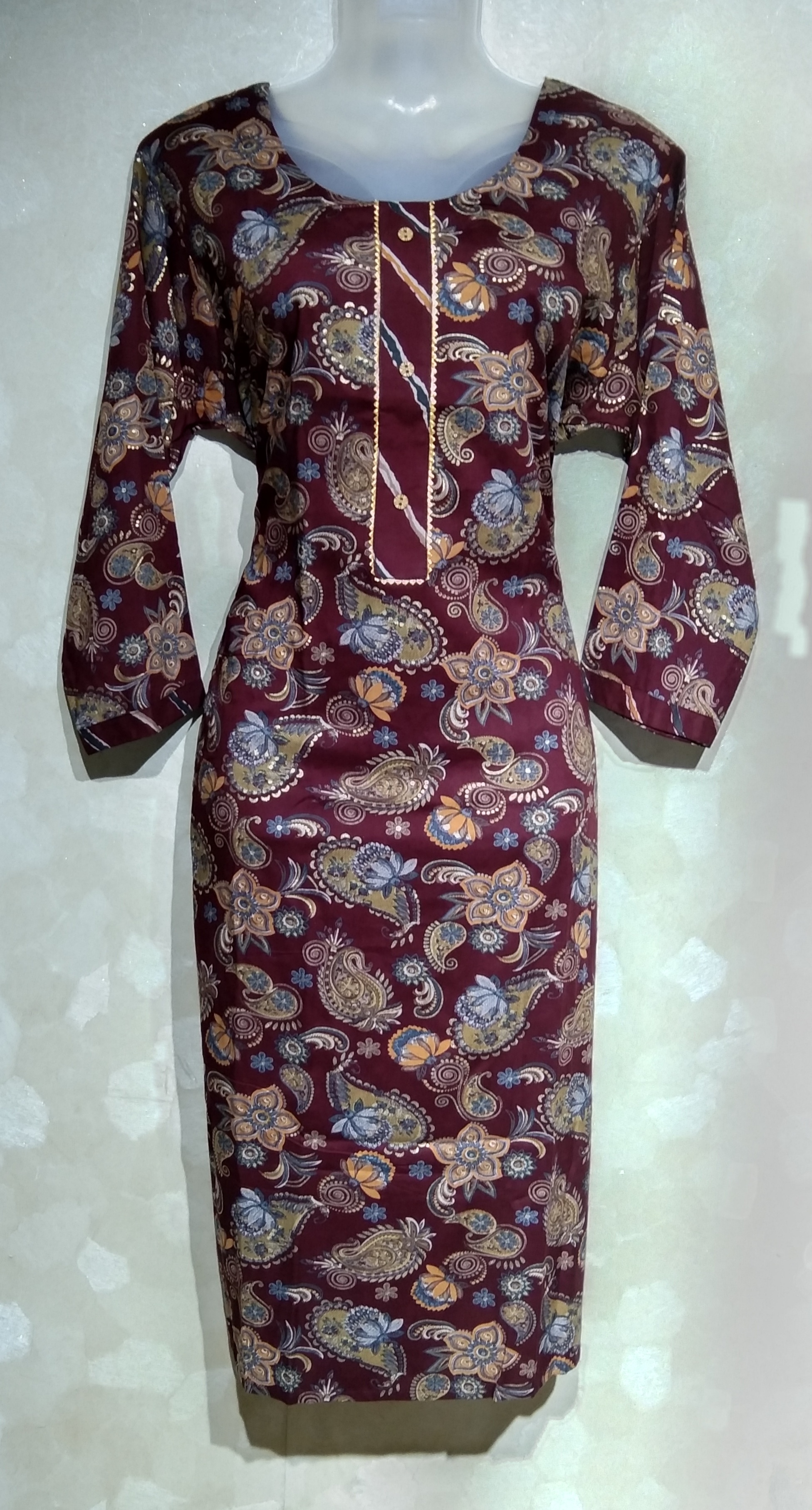 Kurti Maroon & Golden Work 