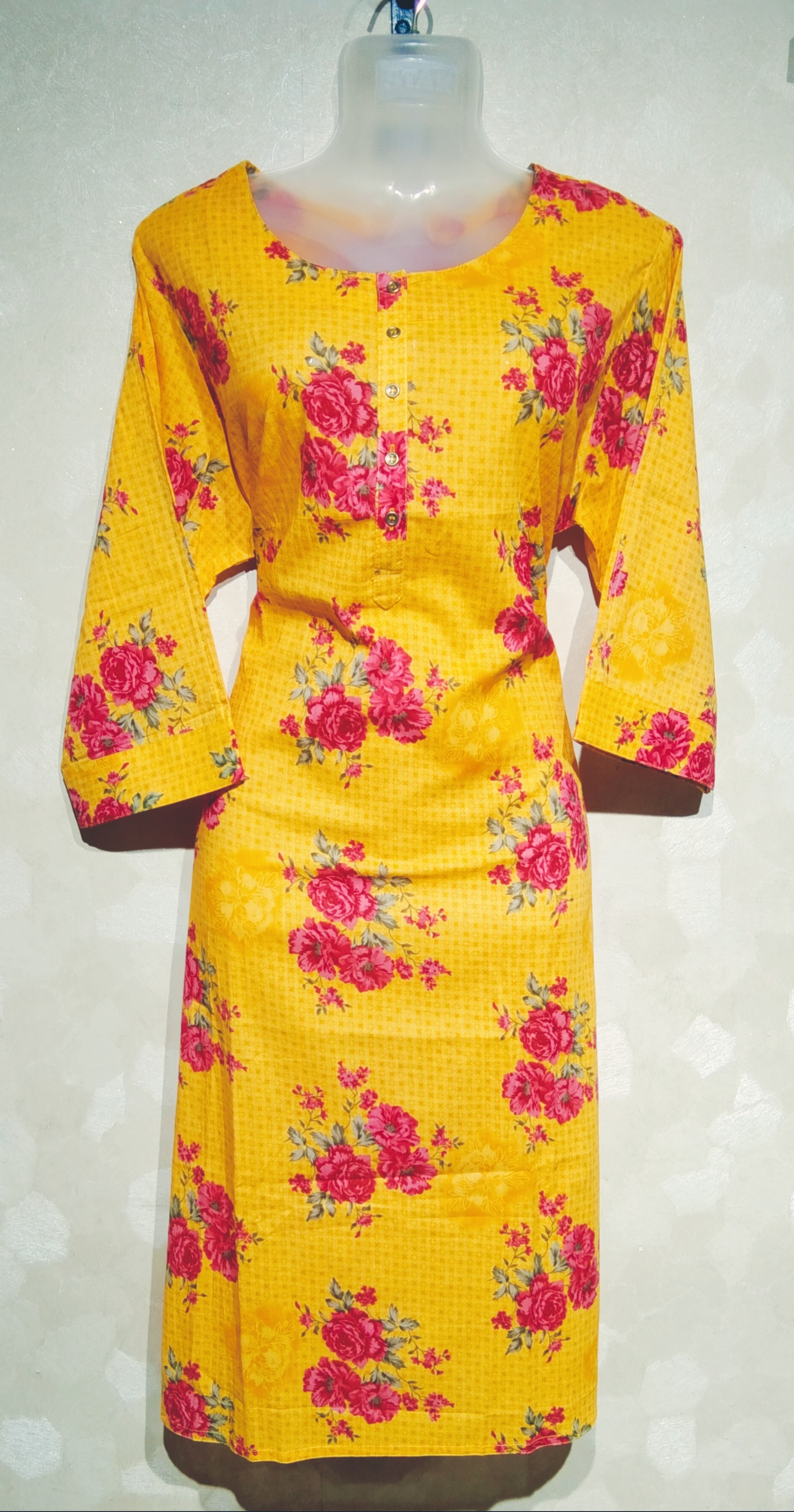 Kurti Yellow & Red Flower 