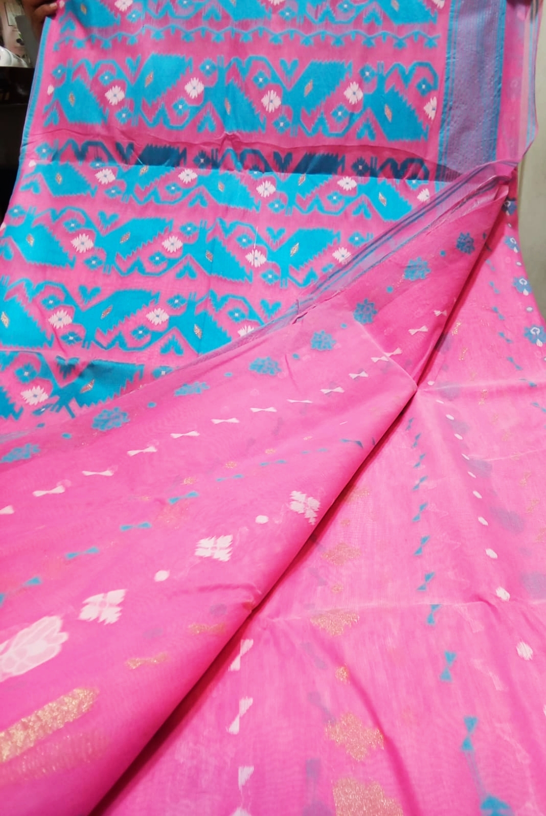 Sari Dhakai Pink & Sky