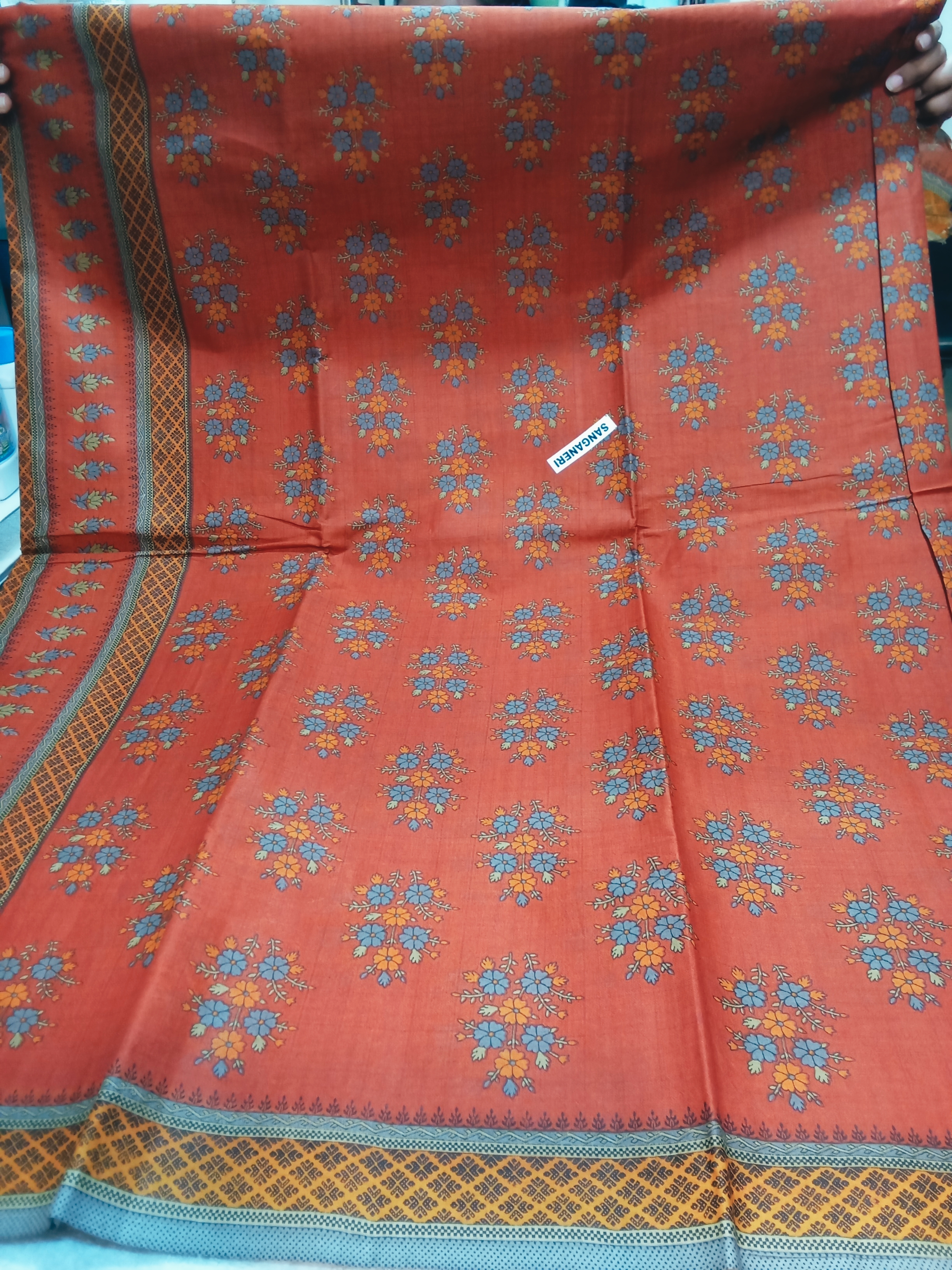 Sari Sanganeri Red & Grey 