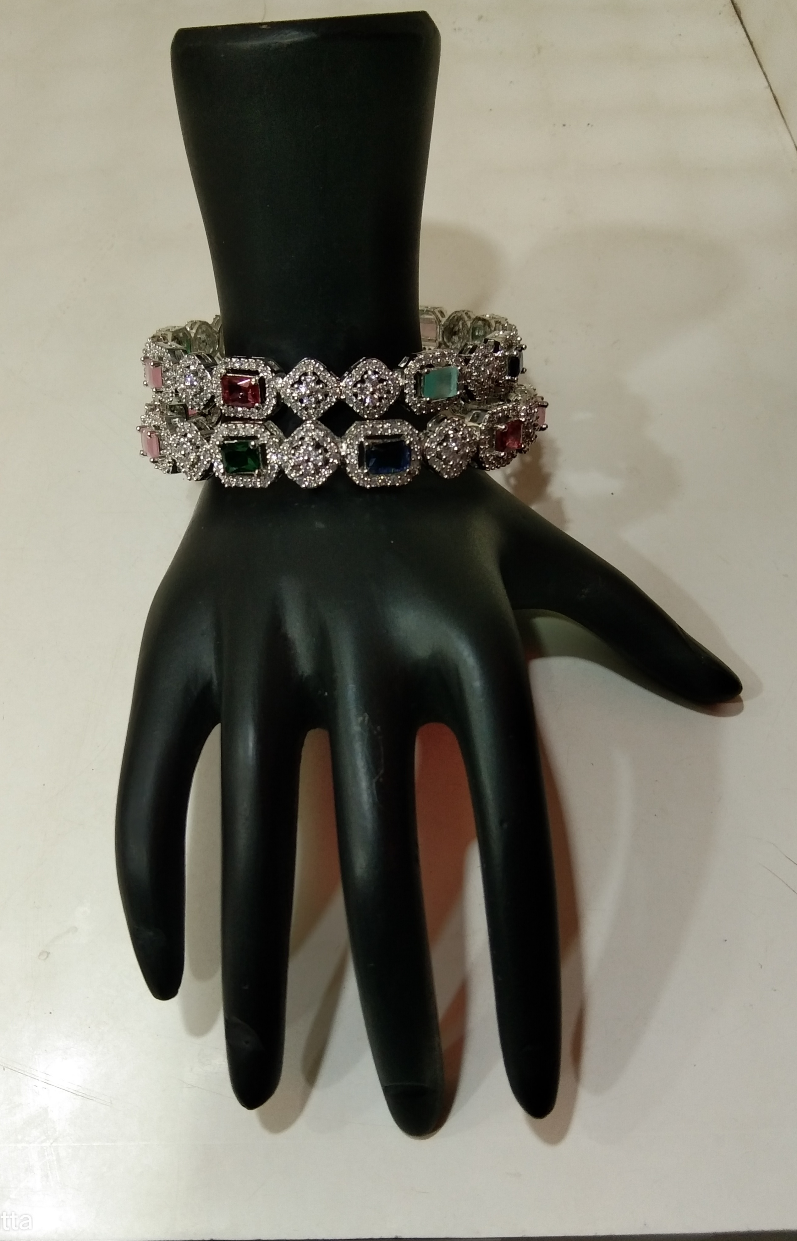 Bangle White,Red,Blue,Pink Stone Work 