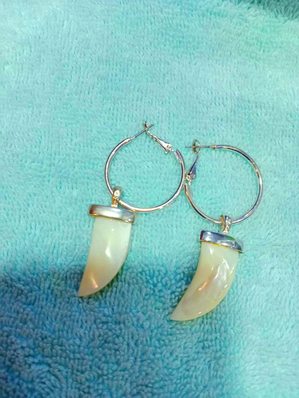 Earrings silver &white 35