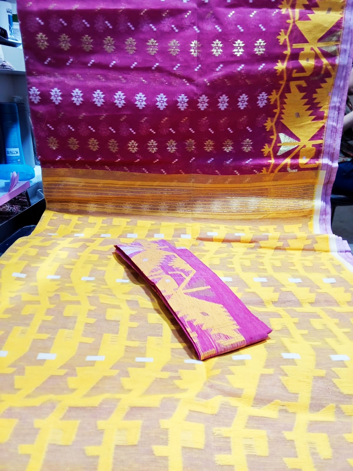 Sari Jamdani Tant Yellow & Pink 23(31.07.25)