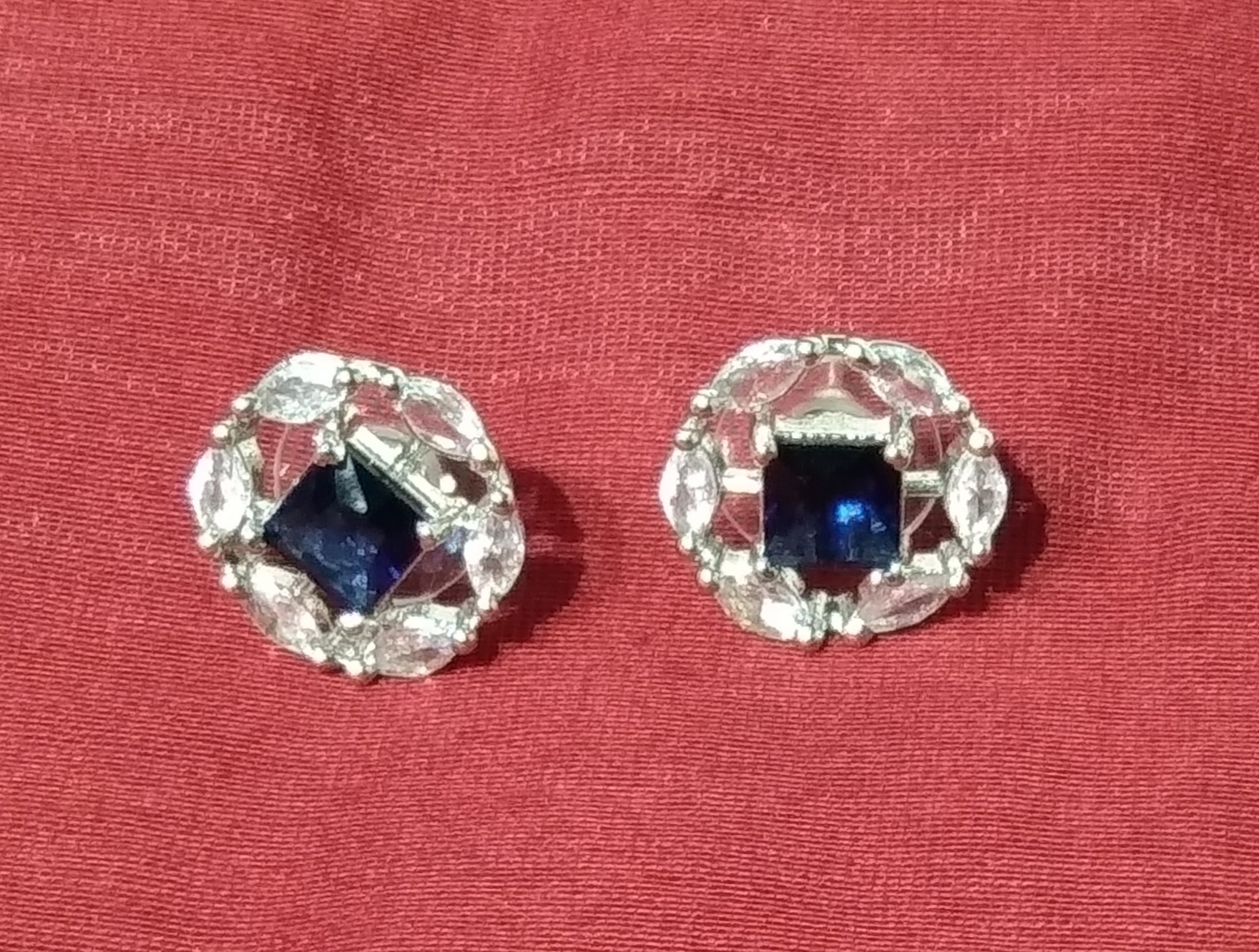 Earrings White & Blue Stone 5(06.08.25)