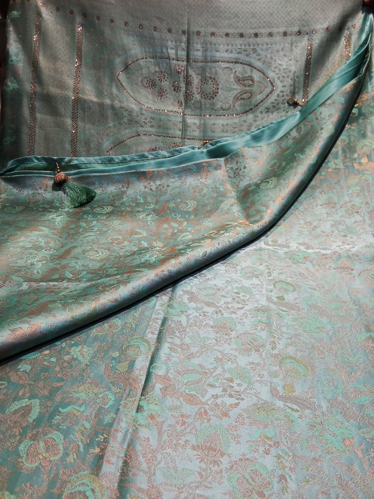Sari Bangalore Silk Sky Blue & Golden Stone Work 4(30.07.25)