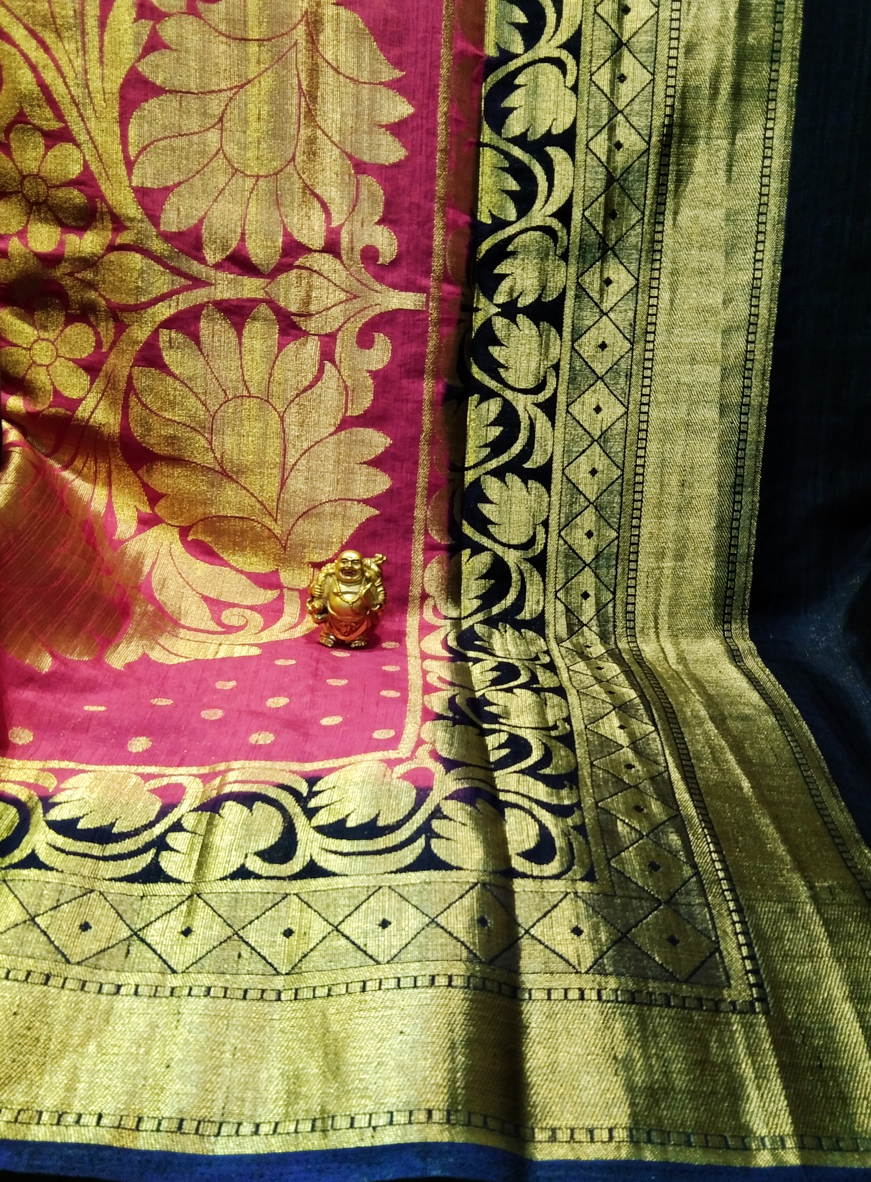 Sari Bangalore Silk Pink , Blue & Golden Work  1(30.07.25)